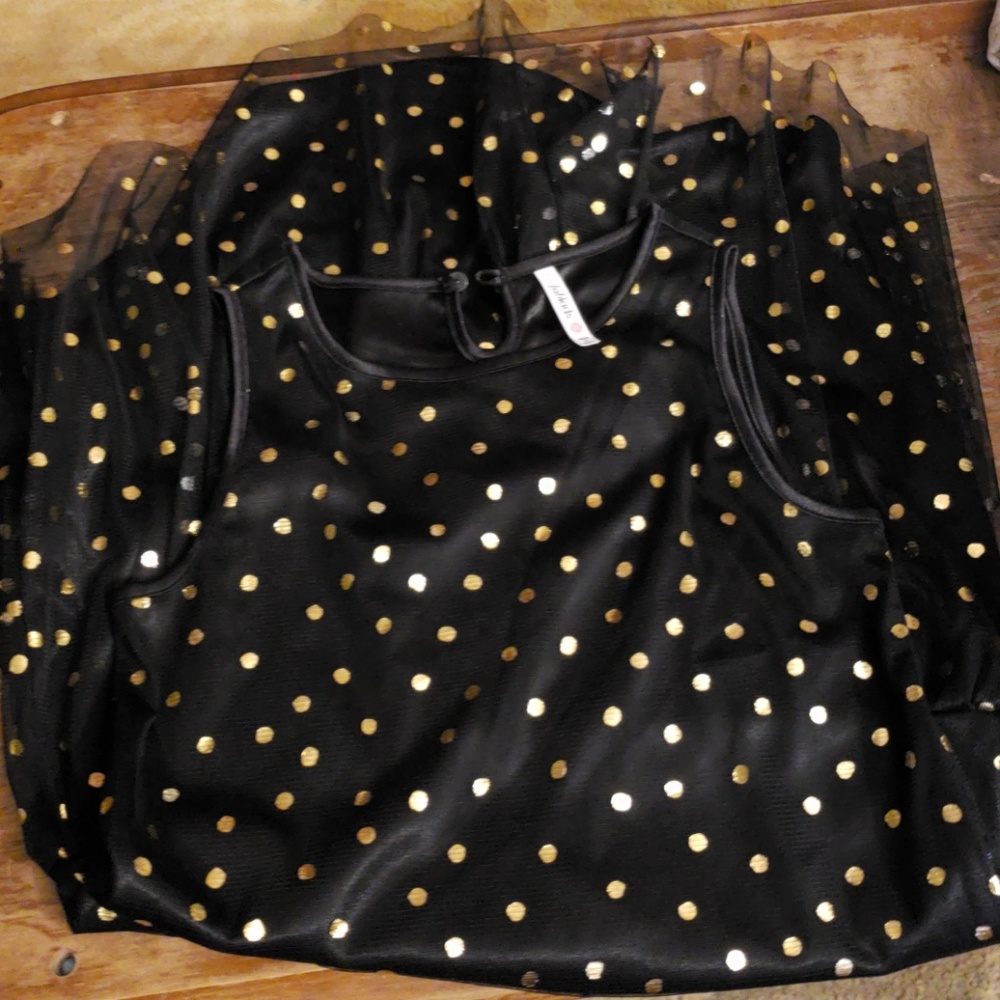 Girls black with gold polkadot dress